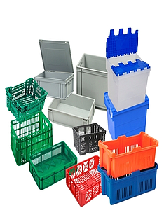 PLASTIC CRATES AND PALLET