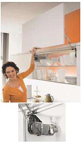 AVENTOS HL GREY SERVO-DRIVE LIFT SYSTEM FOR WOODEN FRONTS AND WIDE ALUMINIUM PROFILE FRONTS OF HEIGHT =350 - 399 MM AND FRONT WEIGHT : 4.25 KG TO 9 KG
