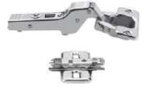 CLIP TOP 107 DEGREE STANDARD HINGE FOR DUAL APPLICATIONS AND CLIP STEEL CRUCIFORM MOUNTING PLATE SET