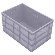 500x325x100MM  Gray crate with Handle Provision