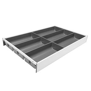 ZC7S500BS3 AMBIA-LINE FOR LEGRABOX ORION GREY MATT 6  COMPARTMENTS CUTLERY INSERT BOX WITH NYLON SOFTTOUCH SURFACE NOMINAL LENGTH = 500 MM, WIDTH=300 MM, HEIGHT: 50.5 MM