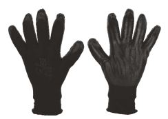 NITRILE COATED GLOVES / BLACK ON BLACK SIZE 10