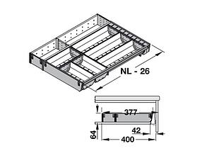 ZSI.550KI4 TANDEMBOX ORGA-LINE stainless steel combo set, Nominal Length: 550 mm, width: 377 mm, Height: 64.2 mm