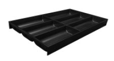 ZC7S500BS3 AMBIA-LINE FOR LEGRABOX TERRA BLACK MATT 6 COMPARTMENTS CUTLERY INSERT BOX WITH NYLON SOFTTOUCH SURFACE NOMINAL LENGTH = 500 MM, WIDTH=300 MM, HEIGHT: 50.5 MM