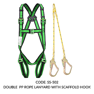 FULL BODY HARNESS FOR BASIC FALL ARREST CLASS A WITH 1.8M DOUBLE PP ROPE LANYARD WITH SCAFFOLD HOOK