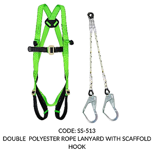 FULL BODY HARNESS FOR LADDER /TOWER CLASS L WITH TEXTILE LOOP AT CHEST LEVEL WITH 1.8M DOUBLE POLYESTER ROPE LANYARD WITH SCAFFOLD HOOK