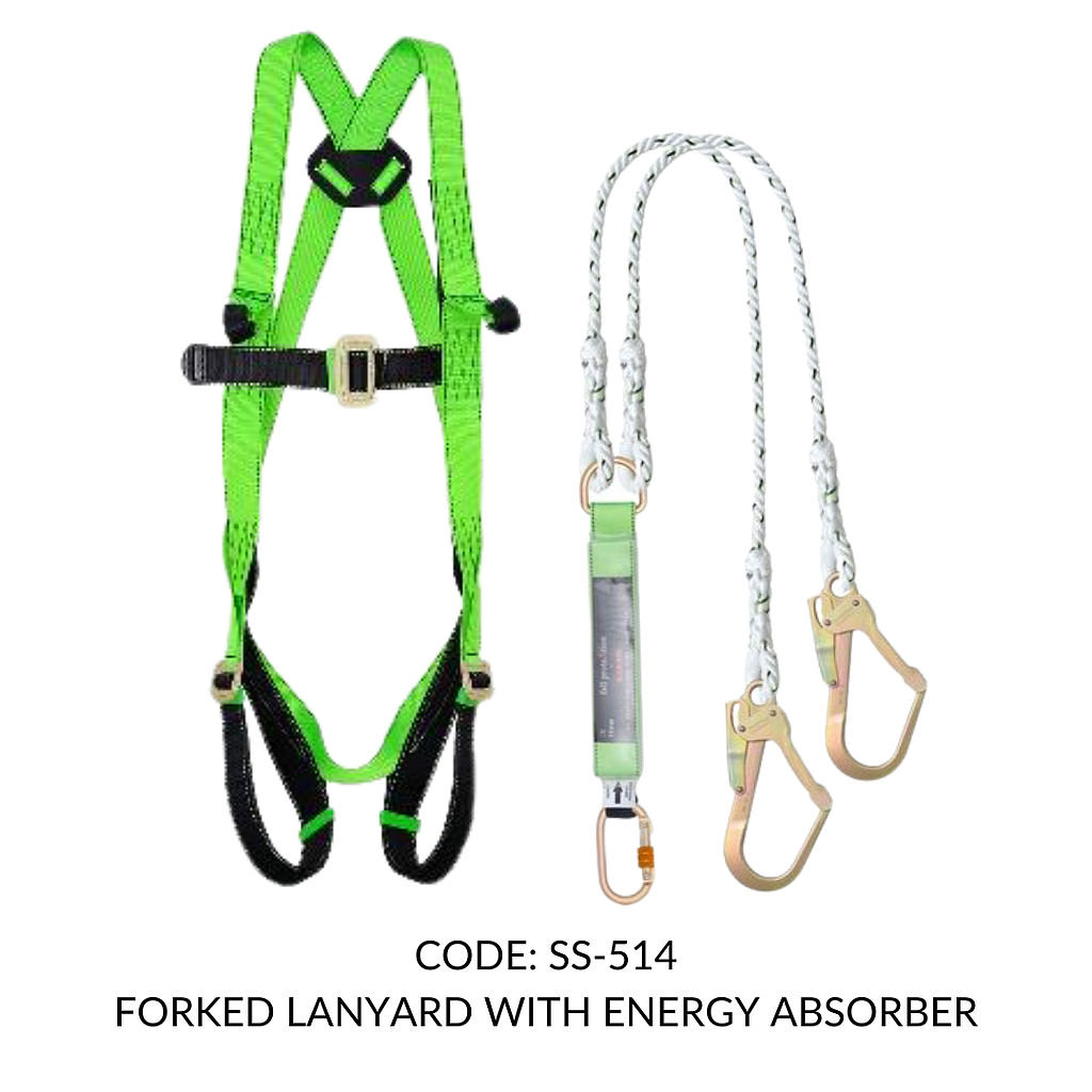 FULL BODY HARNESS FOR LADDER /TOWER CLASS L WITH TEXTILE LOOP AT CHEST LEVEL WITH 1.8M FORKED LANYARD WITH ENERGY ABSORBER