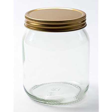 Air tight glass container,wide mouth jar with metal LUG 82mm gold color cap