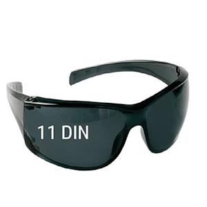 POLYCARBONATE FRAME LESS WELDING SPECTACLE WITH CURVED EDGES HARD COATED LENS FOR ANTISCRATCH, WRAP AROUND DESIGN LENS SHADE 11 DIN