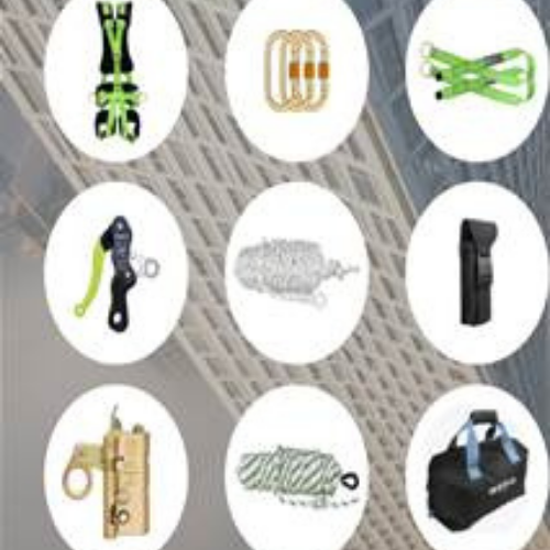 WINDOW GLASS CLEANING KIT 30 CONSITING OF TWO STRAP ANCHORAGES,THREE CARABINERS, ONE MULTI PURPOSE PADDED HARNESS ,ONE ROPE GRAB FALL ARRESTER,ONE DOUBLE STOP DECENDER ,ONE POUCH FOR TOOLS,CARRYING BAG , ONE 14 MM TWISTED POLY AMIDE ROPE 30 M AND ONE KERNMANTLE ROPE 30 M