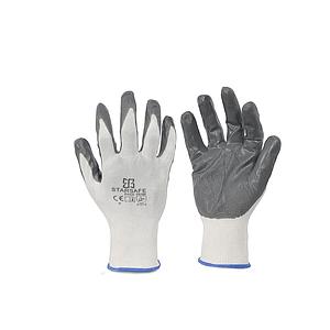 INDUSTRIAL NITRILE COATED GLOVES / GREY ON WHITE SIZE 8