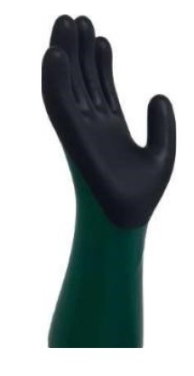 NITRILE BUTADIENE RUBBER COATED  GAUNTLET FLARE CUFF WITH CUT LEVEL A - RED AND BLACK