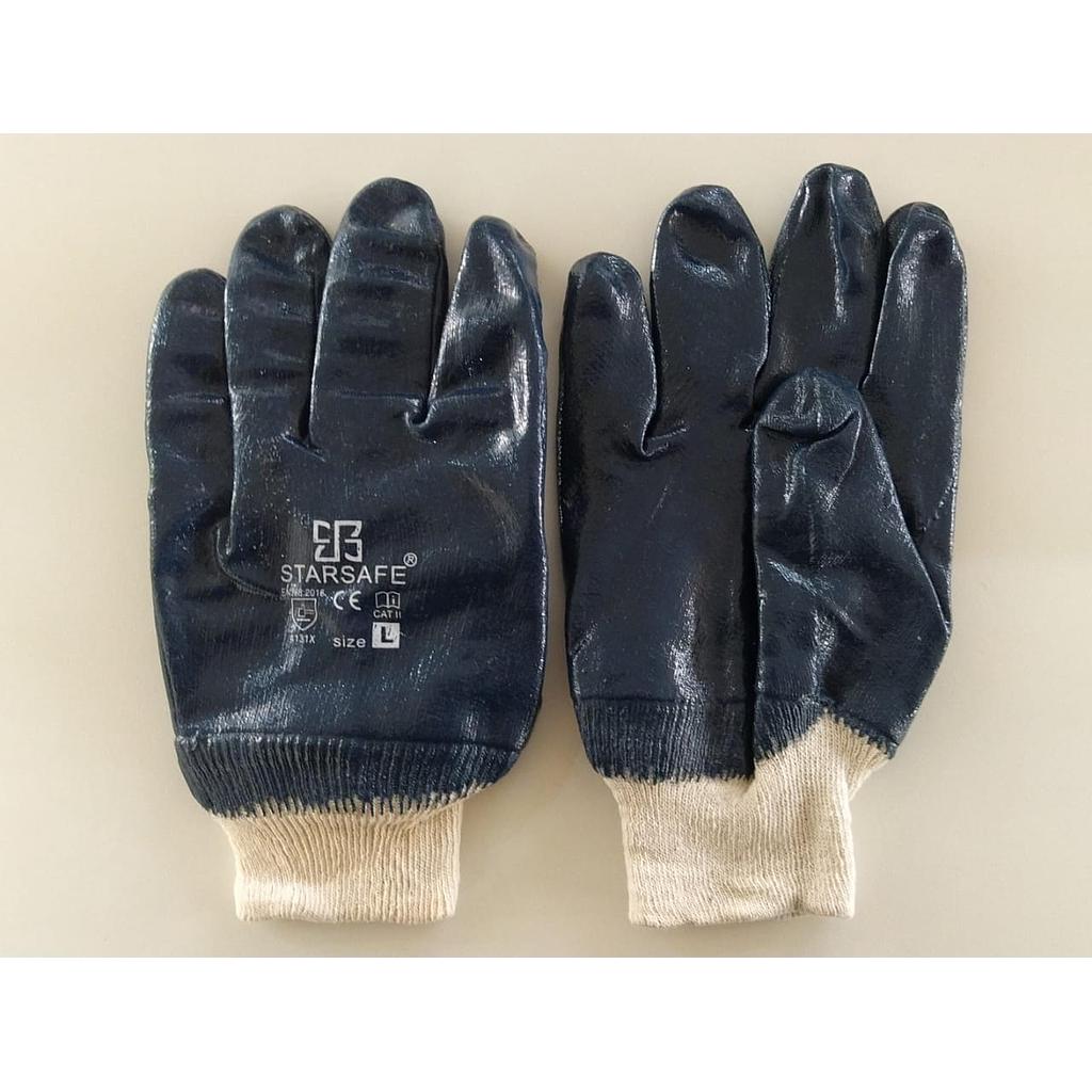 NITRILE COATED BLUE FULL DIP CLOSE CUFF GLOVES