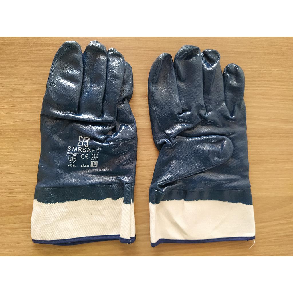 NITRILE COATED BLUE FULL DIP OPEN CUFF GLOVES