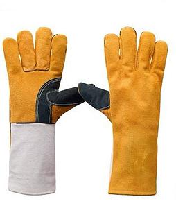 14 INCH LEATHER HAND GLOVES YELLOW/BLACK COLOR