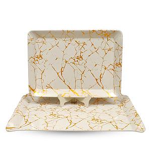 Melamine Rectangle Serving Tray Set of 2 (Size: 30.5L x 22.9 W x 4H CM)