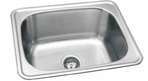 Moneta-L Single Bowl Sink without Drain Board Collection SUS 304 grade, thickness=0.8mm, Including all Accessories, 600x500x250,  525x425 satin sink