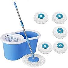 ASHIELY EASY MAGIC FLOOR MOP 360 DEGREE BUCKET 4 HEADS MICROFIBER SPIN SPINNING ROTATING HEAD