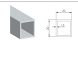 PROFIN - STACK MODULAR - LATERAL PROFILE, GOLD, 20mm x 20mm x 2050mm