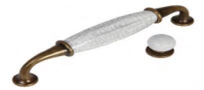 FURNITURE HANDLE C/C 128 MM ZINC ALLOY ANTIQUE BRASS PORCELAIN CRACK FINISH