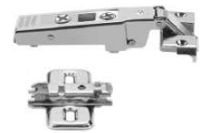 CLIP TOP 95° ALUMINIUM FRAME DOOR HINGE FOR OVERLAY APPLICATIONS AND CLIP STEEL CRUCIFORM MOUNTING PLATE SET