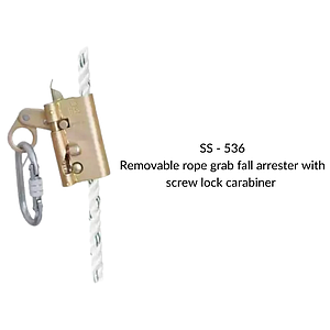 REMOVABLE ROPE GRAB FALL ARRESTER WITH SCREW LOCK CARABINER 14MM / 16MM
