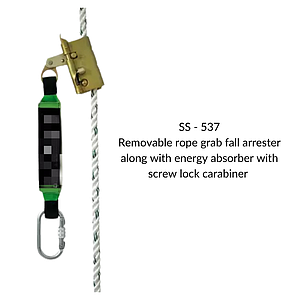 REMOVABLE ROPE GRAB FALL ARRESTER ALONG WITH ENERGY ABSORBER WITH SCREW LOCK CARABINER