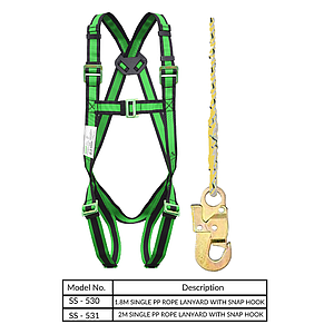 FULL BODY HARNESS FOR BASIC FALL ARREST CLASS A WITH 1.8M SINGLE PP ROPE LANYARD WITH SNAP HOOK