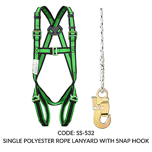 FULL BODY HARNESS FOR BASIC FALL ARREST CLASS A WITH 1.8M SINGLE POLYESTER ROPE LANYARD WITH SNAP HOOK