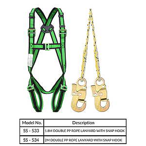 FULL BODY HARNESS FOR BASIC FALL ARREST CLASS A WITH 1.8M DOUBLE PP ROPE LANYARD WITH SNAP HOOK