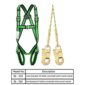 FULL BODY HARNESS FOR BASIC FALL ARREST CLASS A WITH 2M DOUBLE PP ROPE LANYARD WITH SNAP HOOK