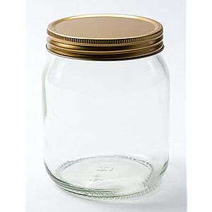 Air tight glass container,wide mouth jar with metal LUG 82mm gold color cap