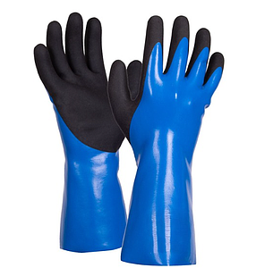 NBR FOAM COATED GAUNTLET FLARE CUFF WITH CUT LEVEL A - BLUE  AND BLACK SIZE XL