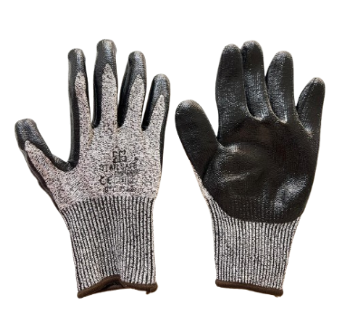 INDUSTRIAL NITRILE COATED CUT RESISTANT GLOVES / LEVEL 5 SIZE 9