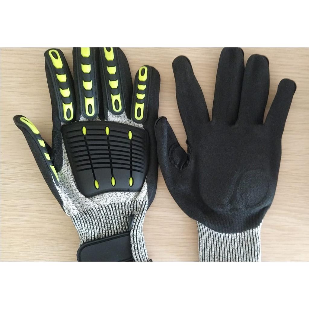 IMPACT RESISTANT NITRILE SANDY COATED GLOVES WITH VELCRO + THUMB REINFORCEMENT
