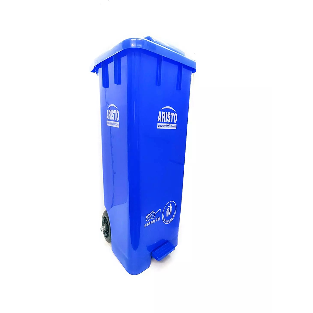 PLASTIC PEDAL WASTE DUSTBIN WITH WHEELS 65 LTRS - BLUE
