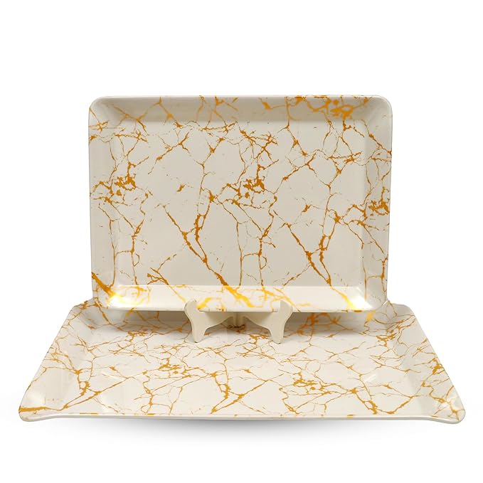 Melamine Rectangle Serving Tray Set of 2 (Size: 30.5L x 22.9 W x 4H CM)