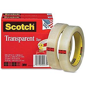 3M Scotch 600 Transparent tape 1 Inch x 72 YDS (25mm x 72yds)