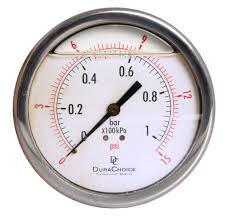 GLYCERINE FILLED PRESSURE GAUGE 21/2 inch Dial Back connection